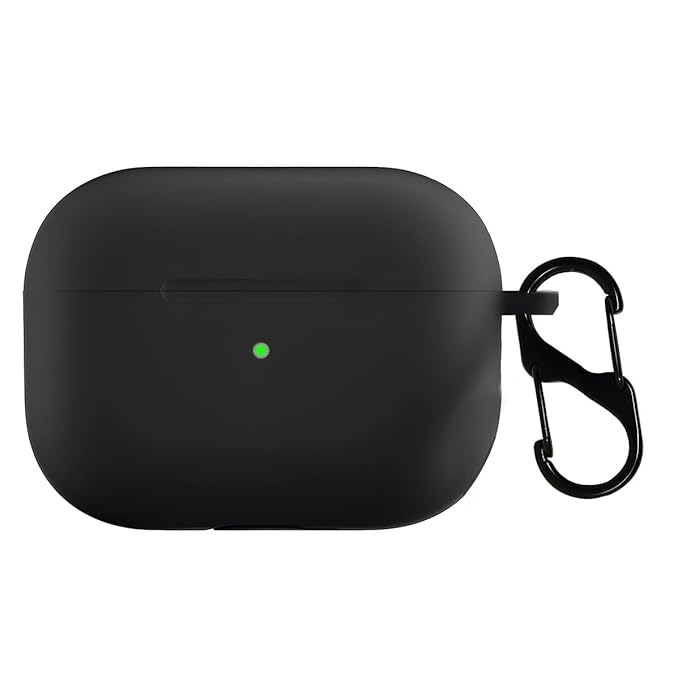Silicone Soft Case Cover with Buckle for Airpods Pro 2 Case (2023/2022), AirPods Pro 2nd Generation Cover (Black)