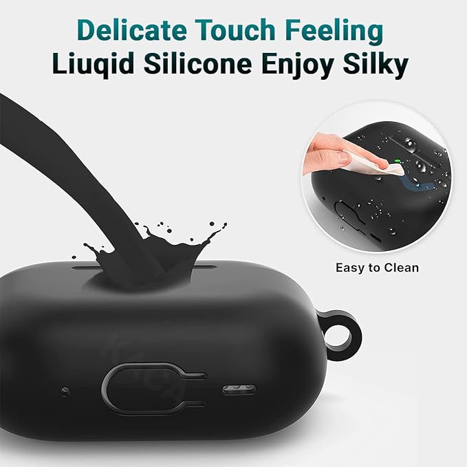 Silicone Soft Case Cover with Buckle for Airpods Pro 2 Case (2023/2022), AirPods Pro 2nd Generation Cover (Black)