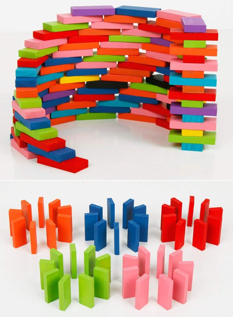12 Color Wooden Domino Toy for Kids - Educational Blocks Activity Game for Play and Learning (240) | (2 Packs of 120)