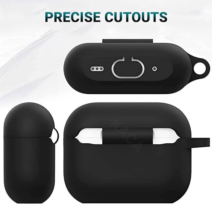Silicone Soft Case Cover with Buckle for Airpods Pro 2 Case (2023/2022), AirPods Pro 2nd Generation Cover (Black)