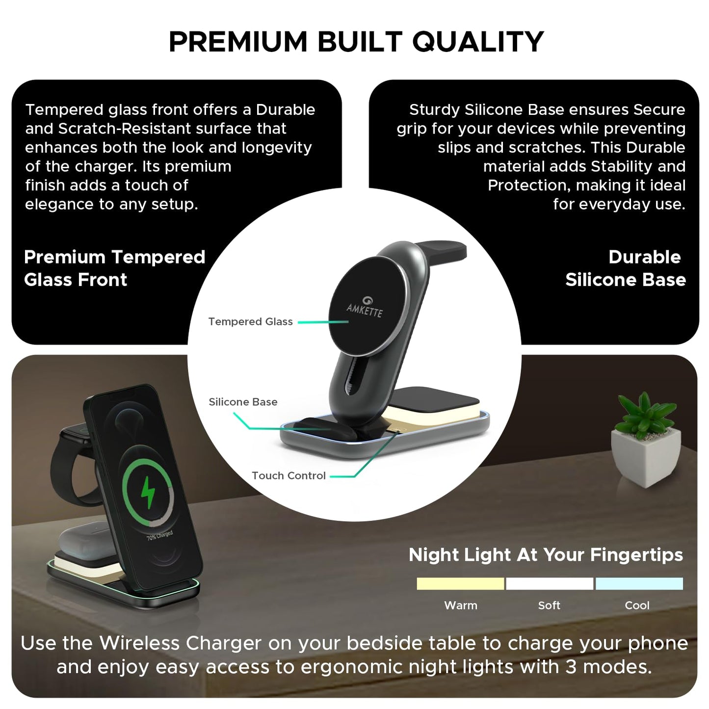 Amkette PowerPro Air 900 23W 3-in-1 MagSafe Wireless Charger for iPhone
