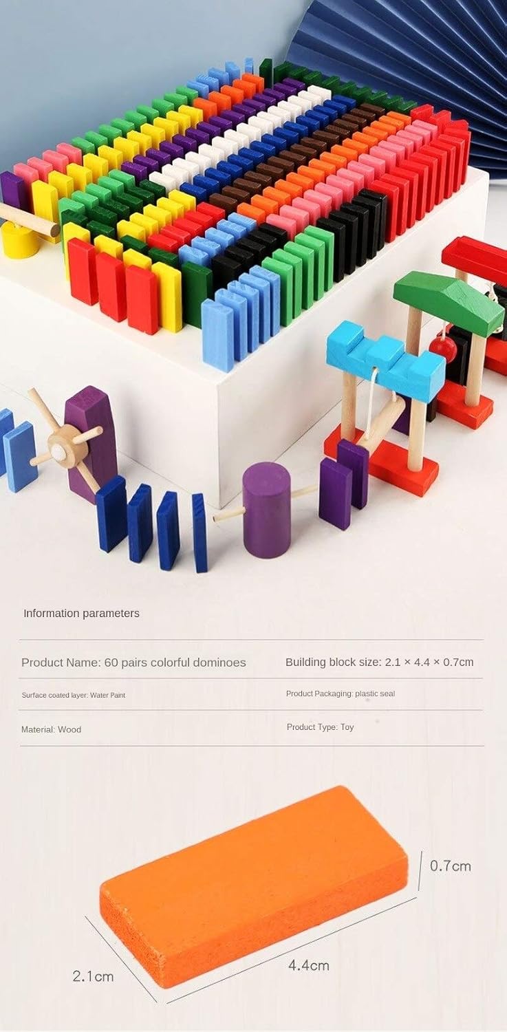 12 Color Wooden Domino Toy for Kids - Educational Blocks Activity Game for Play and Learning (240) | (2 Packs of 120)
