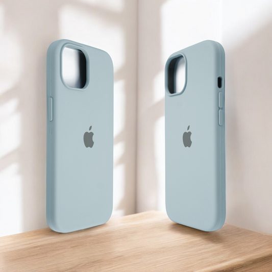 Silicon Back Cover | iPhone 15 (Light Greyish Blue, Grip Case, Silicon, Pack of: 1)