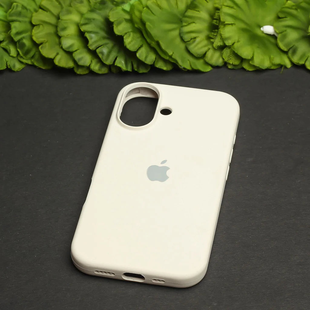 Silicon Back Cover | iPhone 16 (Beige, Grip Case, Silicon, Pack of: 1)