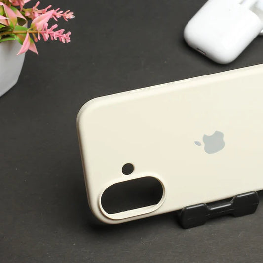 Silicon Back Cover | iPhone 16 (Beige, Grip Case, Silicon, Pack of: 1)