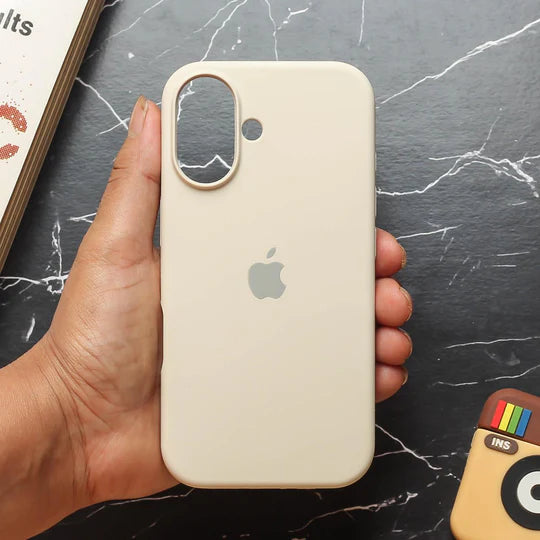 Silicon Back Cover | iPhone 16 (Beige, Grip Case, Silicon, Pack of: 1)