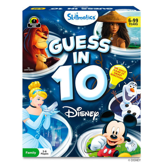 Skillmatics Guess in 10 Disney, Card Game for Girls, Boys, Kids, Teens, Adults, Who Love Cinderella, Mickey Mouse, Moana, Gifts for Ages 6-99 YRS