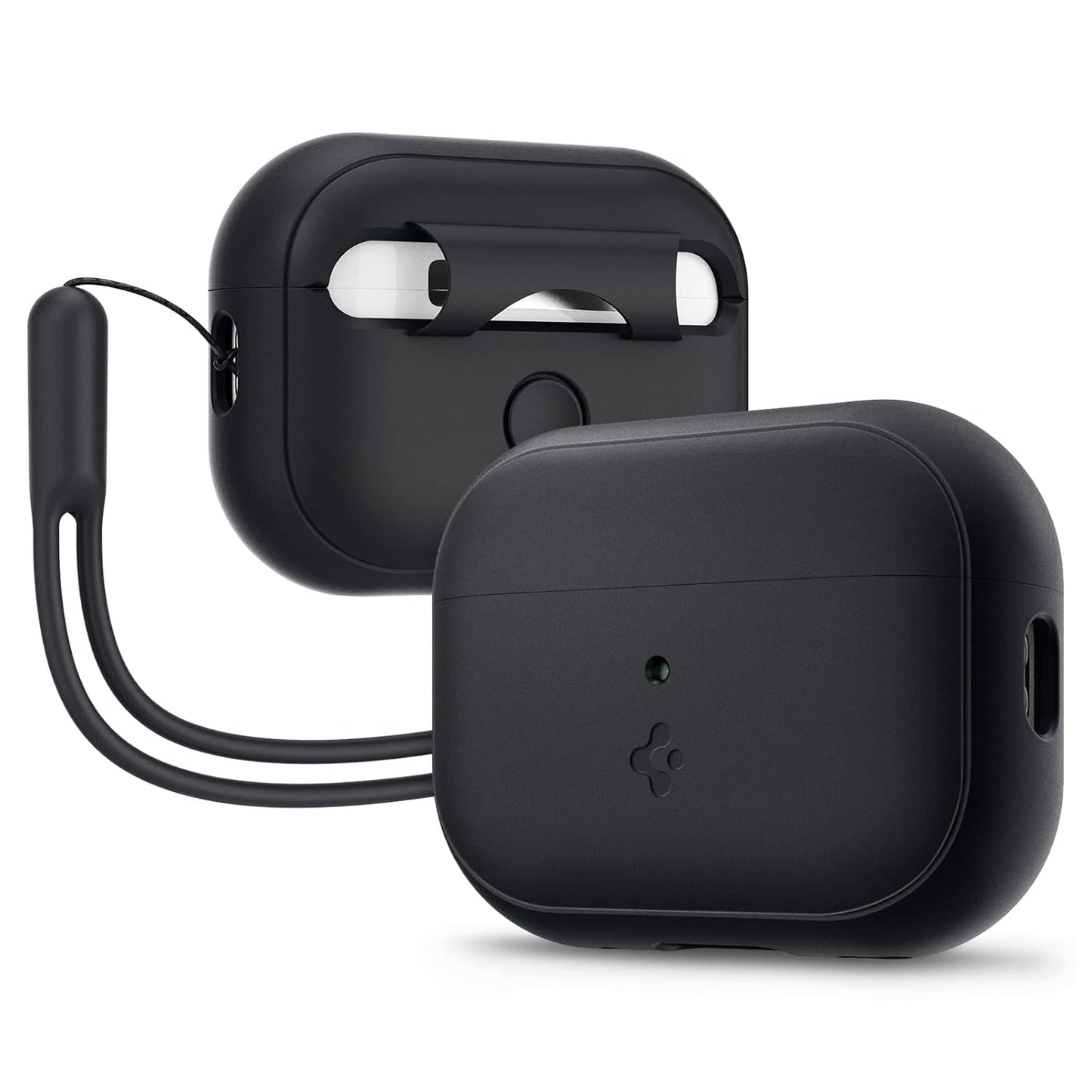 Spigen AirPods Pro 2nd Gen Case, Carabiner Included, [Light & Compact], Silicone Fit - Black/Black