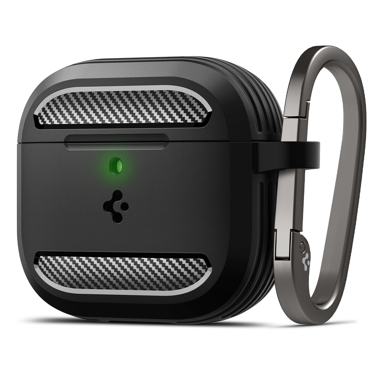 Spigen 2024 AirPods 4 / AirPods 4 ANC Case, Carabiner Included, [Shock Proof] [Light & Compact], Rugged Armor - Matte Black