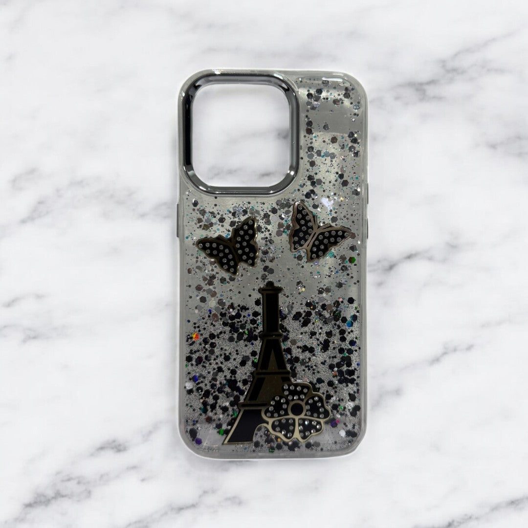 Glitter Case | iPhone 15 Pro (Paris Black & White, Pack of: 1)