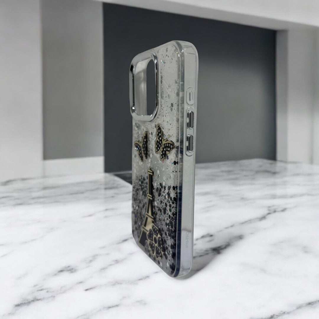 Glitter Case | iPhone 15 Pro (Paris Black & White, Pack of: 1)