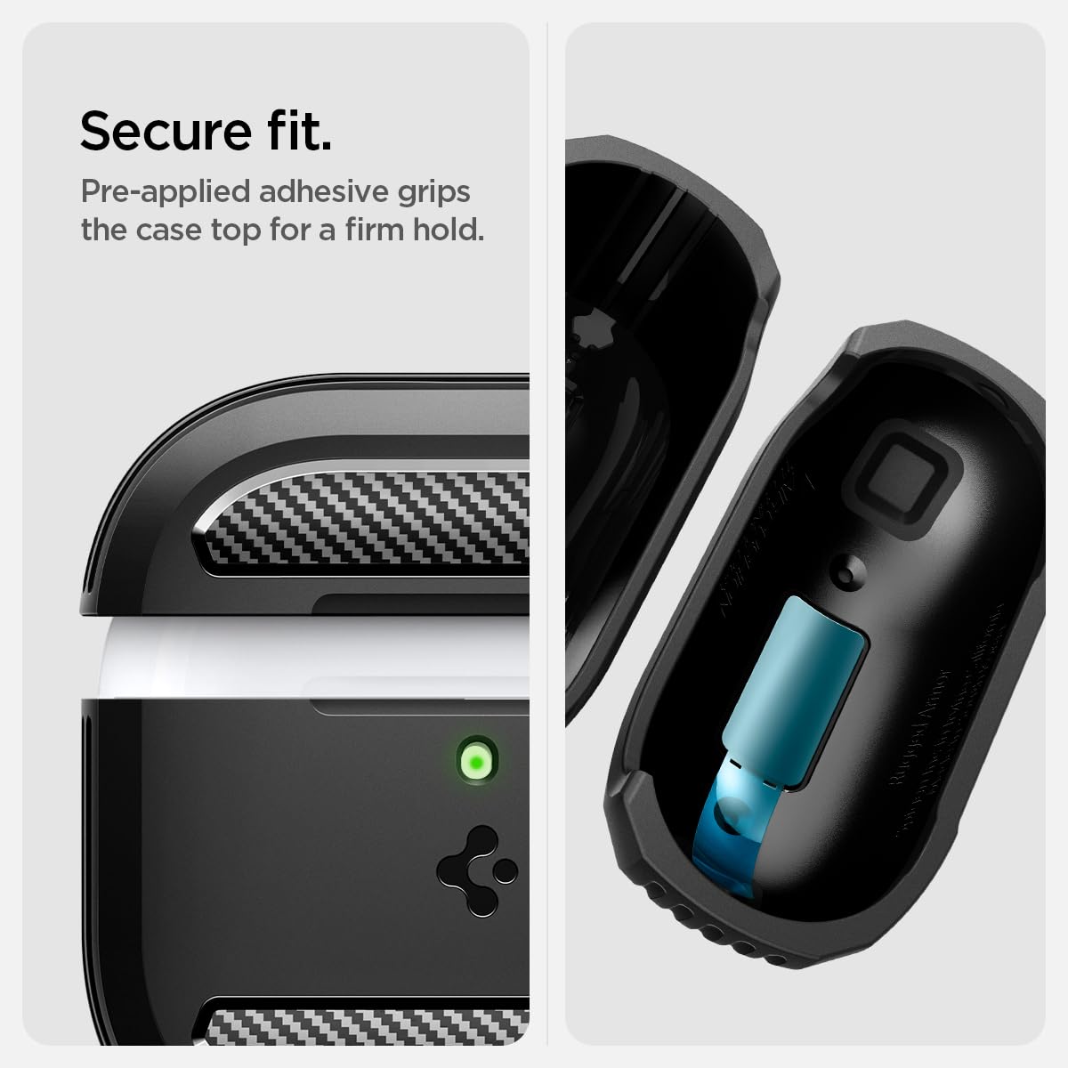 Spigen 2024 AirPods 4 / AirPods 4 ANC Case, Carabiner Included, [Shock Proof] [Light & Compact], Rugged Armor - Matte Black