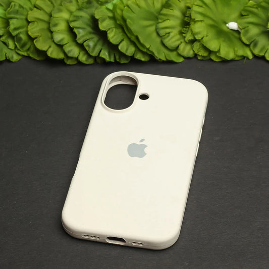 Silicon Back Cover | iPhone 16 (Beige, Grip Case, Silicon, Pack of: 1)
